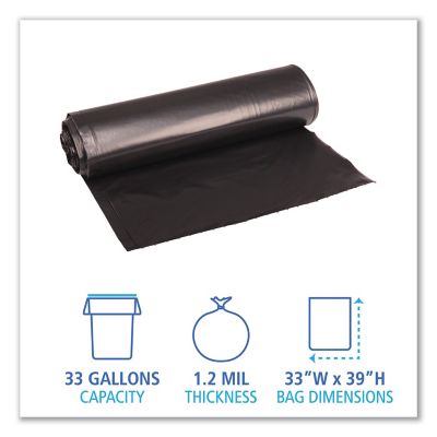 Image showing  33 gal. Low-Density Repro Can Liners, 1.2 mil, 33 in. x 39 in., Black, 100 ct.