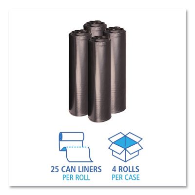 Image showing  33 gal. Low-Density Repro Can Liners, 1.2 mil, 33 in. x 39 in., Black, 100 ct.