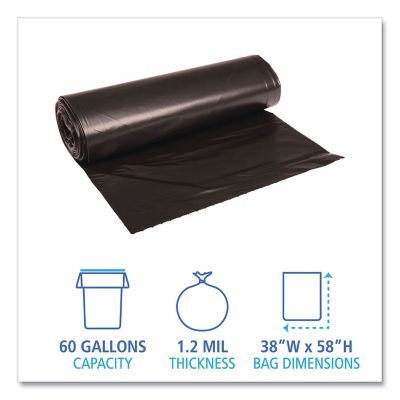 Image showing  60 gal. Low-Density Repro Can Liners, 1.2 mil, 38 in. x 58 in., Black, 100 ct.