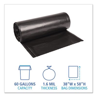 Image showing  60 gal. Low-Density Repro Can Liners, 1.6 mil, 38 in. x 58 in., Black, 100 ct.