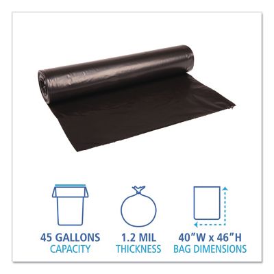 Image showing  45 gal. Low-Density Repro Can Liners, 1.2 mil, 40 in. x 46 in., Black, 100 ct.