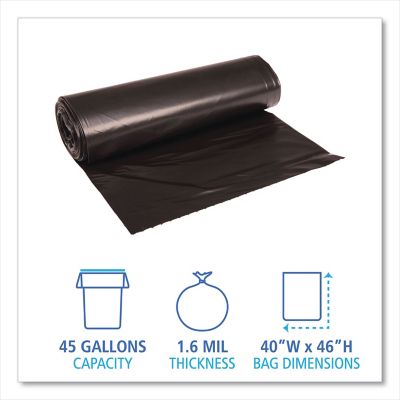 Image showing  45 gal. Low-Density Repro Can Liners, 1.6 mil, 40 in. x 46 in., Black, 100 ct.