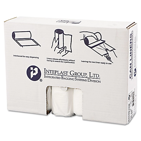 Inteplast Group 33 gal. High-Density Interleaved Commercial Can Liners, 16 Microns, 33 in. x 40 in., Clear, 250-Pack