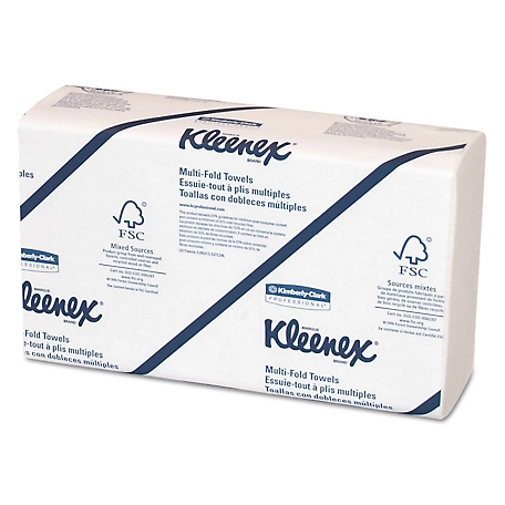 Kleenex Multi-Fold Paper Towels, Convenience, 9-1/5 in. x 9-2/5 in., White, 150 Towels/Pack, 8 Packs/Carton