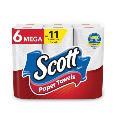 Scott Choose-a-Size Mega Paper Towel Rolls, White, 102/Roll, 6 Rolls/Pack, 4 Packs/Carton, Quick Absorbing Ridges