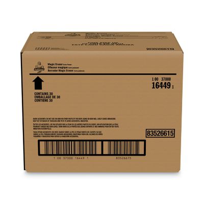 Image showing  Magic Eraser Extra Durable Scrub Sponge, 4-3/5 x 2-2/5 in., 7/10 in. Thick, White, 30-Pack, Wavy Rectangle