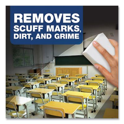 Image showing  Magic Eraser Extra Durable Scrub Sponge, 4-3/5 x 2-2/5 in., 7/10 in. Thick, White, 30-Pack, Wavy Rectangle