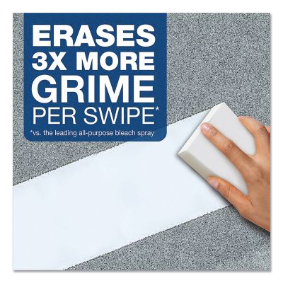 Image showing  Magic Eraser Extra Durable Scrub Sponge, 4-3/5 x 2-2/5 in., 7/10 in. Thick, White, 30-Pack, Wavy Rectangle