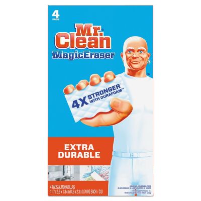 Mr. Clean Magic Eraser Extra Durable Scrub Sponge, 4-3/5 in. x 2 2/5 in., 4/Box, Wavy Rectangle, Foam