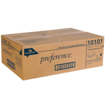 Image showing  Single-Fold Interfolded Bathroom Tissue, Septic Safe, 1-Ply, White, 400 Sheets/Pack, 60 Packs/Carton