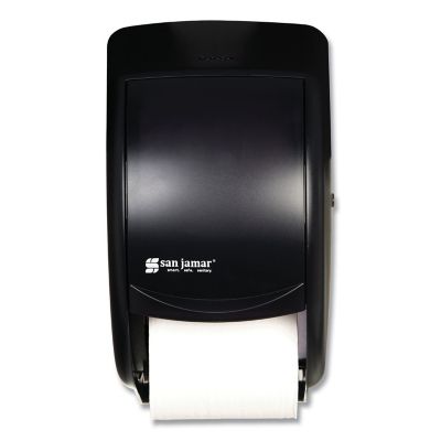 San Jamar Duett Standard Bath Tissue Dispenser, Holds 2 Standard Rolls, 7-1/2 in. x 7 in. x 12-3/4 in., Black Pearl -  SJMR3500TBK