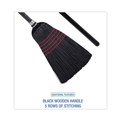 Image showing  7 in. Flagged-Tip Poly Bristle Janitor Brooms, Natural/Black, 12-Pack