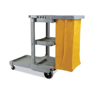 Boardwalk Janitor's Cart, Three-Shelf, 22 x 44 x 38 in., Gray