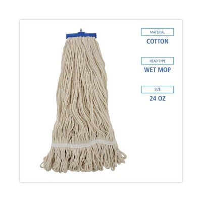 Image showing  Wet Mop Head, Lie-Flat Head, Cotton Fiber, 24 oz., White, 12-Pack
