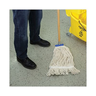Image showing  Wet Mop Head, Lie-Flat Head, Cotton Fiber, 24 oz., White, 12-Pack