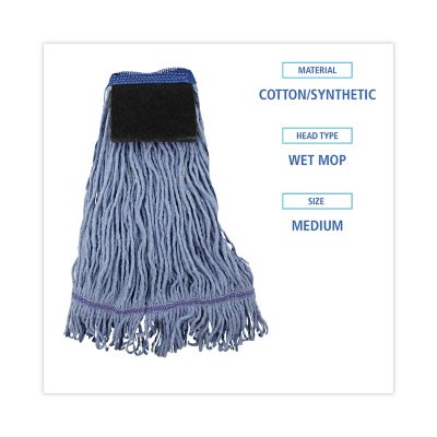 Image showing  Wet Mop Head, Loop-End, Cotton with Scrub Pad, Medium, 12-Pack