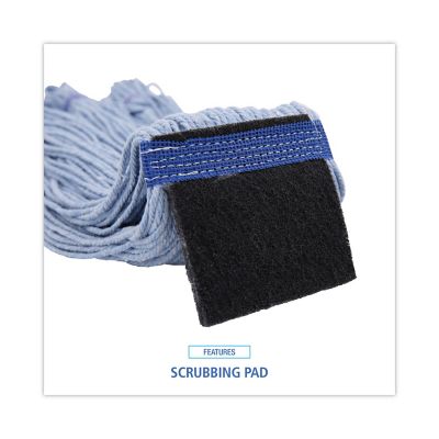 Image showing 5 th Boardwalk Wet Mop Head, Loop-End, Cotton with Scrub Pad, Medium, 12-Pack