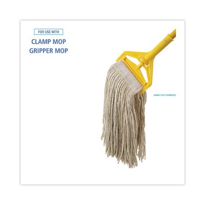 Image showing  Cut-End Wet Mop Head, Premium Saddleback Head, Cotton Fiber, 24 oz., White, 12-Pack