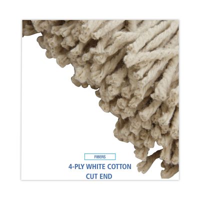 Image showing  Cut-End Wet Mop Head, Premium Saddleback Head, Cotton Fiber, 24 oz., White, 12-Pack