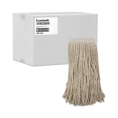 Image showing 8 th Boardwalk Cut-End Wet Mop Head, Premium Saddleback Head, Cotton Fiber, 24 oz., White, 12-Pack