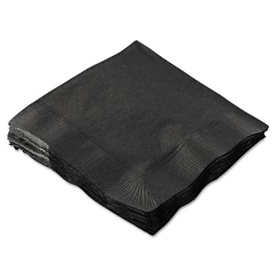 Hoffmaster Beverage Napkins, 2-Ply, 9-1/2 in. x 9-1/2 in., Black, 1,000 ct.