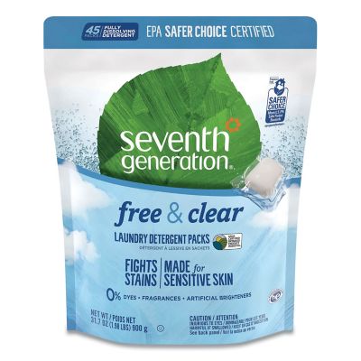 Seventh Generation Natural Laundry Detergent Packs, Powder, Unscented, 45-Pack
