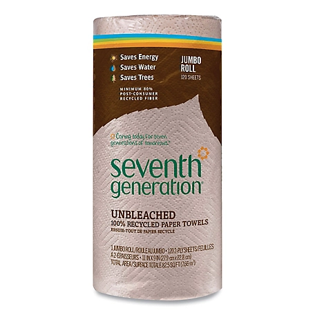 Seventh Generation Natural Unbleached 100% Recycled Paper Towel Rolls, 11 in. x 9 in., 30 ct.
