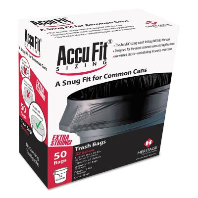 AccuFit 55 gal. Linear Low Density Can Liners with Accufit Sizing, 1.3 mil, 40 in. x 53 in., Black, 50-Pack