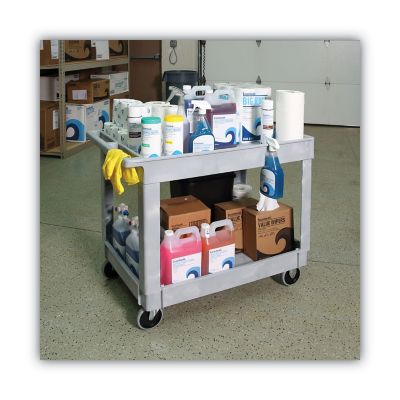 Image showing 5 th Boardwalk 300 lb. Capacity Utility Cart, Two-Shelf, Plastic Resin, 24 x 40 in., Gray