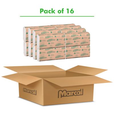 Image showing  100% Recycled Folded Paper Towels, 9 1/4 in. x 9 1/2 in., Multi-Fold, 16-Pack, 250 Towels/Pack