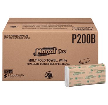 Image showing  100% Recycled Folded Paper Towels, 9 1/4 in. x 9 1/2 in., Multi-Fold, 16-Pack, 250 Towels/Pack