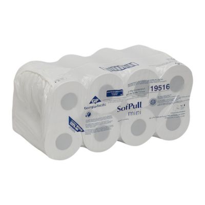 Image showing  SofPull Mini Center-Pull Bath Tissue, Septic Safe, 2-Ply, White, 5.25 in. x 8.4 in., 16-Pack, 500 Sheets/Roll
