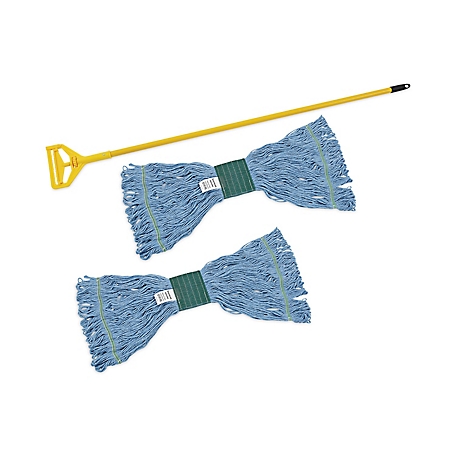 Boardwalk Looped-End Mop Kit, Medium, 60 in. Metal/Polypropylene Handle, Blue, Yellow
