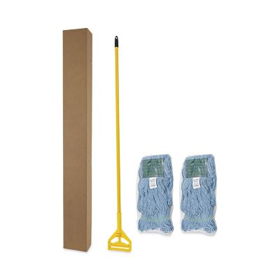 Image showing  Looped-End Mop Kit, Medium, 60 in. Metal/Polypropylene Handle, Blue, Yellow