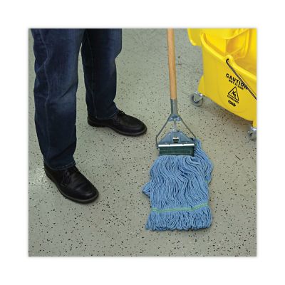 Image showing  Looped-End Mop Kit, Medium, 60 in. Metal/Polypropylene Handle, Blue, Yellow