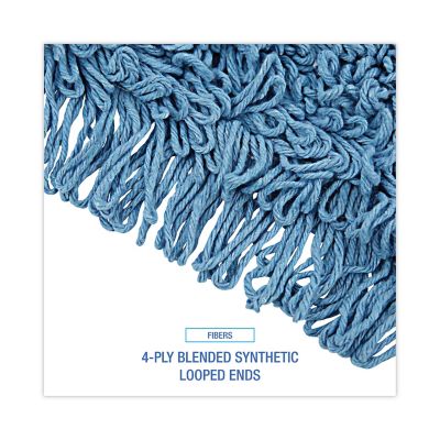 Image showing  Looped-End Synthetic Dust Mop Kit, 36 in. x 5 in., 60 in. Metal/Wood Handle, Blue/Natural