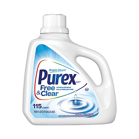 Purex Free and Clear Liquid Hypoallergenic Laundry Detergent, Unscented, 150 oz.