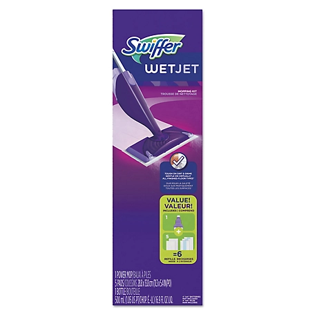 Swiffer WetJet Mop Starter Kit, 46 in. Handle, Silver/Purple