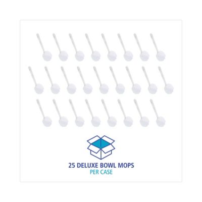 Image showing  Deluxe Toilet Bowl Mop, 10 in. Handle, 2 in. Head, Plastic, White, 25-Pack
