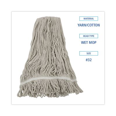 Image showing  Wet Mop Head, Loop Web/Tail-Band, Value Standard, Cotton, #32, White, 12-Pack