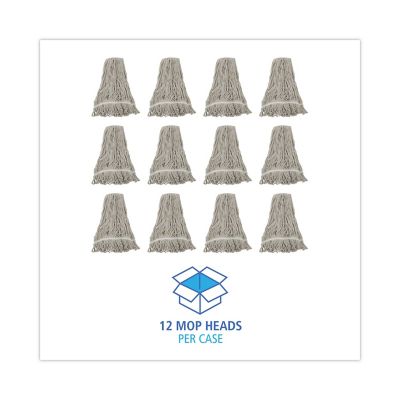 Image showing 7 th Boardwalk Wet Mop Head, Loop Web/Tail-Band, Value Standard, Cotton, #32, White, 12-Pack