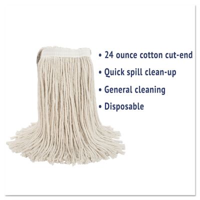 Image showing  Premium Cut-End Wet Mop Head, Cotton, 24 oz., White, 12-Pack