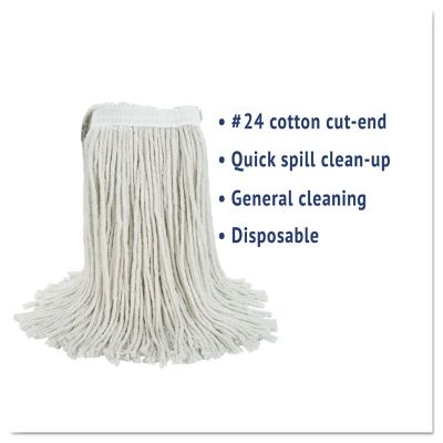 Image showing  Cut-End Wet Mop Head, Cotton, #24 Trade Size, White