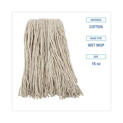 Image showing  Premium Cut-End Wet Mop Head, Cotton, 16 oz., White, 12-Pack
