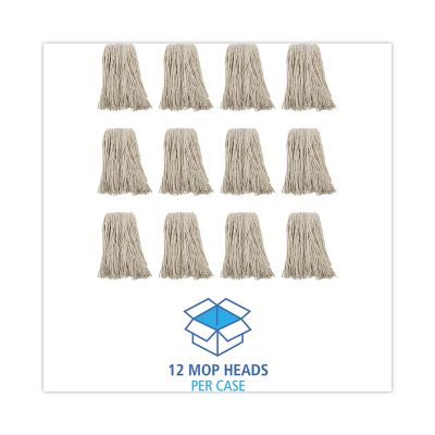 Image showing 7 th Boardwalk Premium Cut-End Wet Mop Head, Cotton, 16 oz., White, 12-Pack
