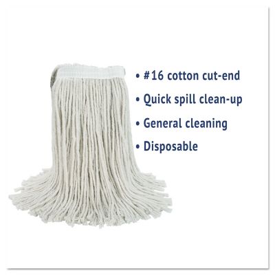 Image showing  Cut-End Wet Mop Head, Cotton #16, White, 12-Pack