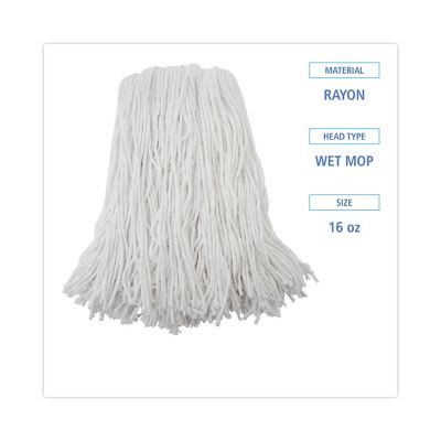 Image showing  Premium Cut-End Wet Mop Head, Rayon, 16 oz., White, 12-Pack