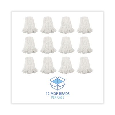 Image showing 7 th Boardwalk Premium Cut-End Wet Mop Head, Rayon, 16 oz., White, 12-Pack