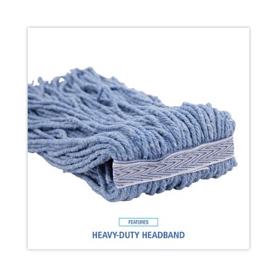 Image showing 5 th Boardwalk Cotton and Synthetic Fiber Mop Head, Standard Head, Cut-End #24, Blue, 12-Pack