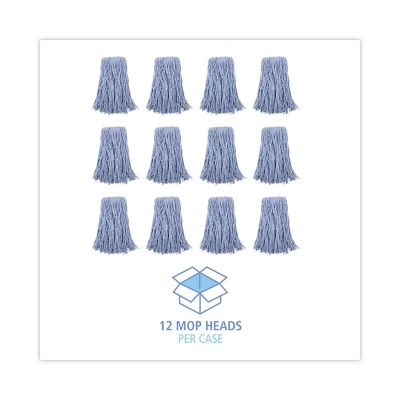 Image showing 7 th Boardwalk Cotton and Synthetic Fiber Mop Head, Standard Head, Cut-End #24, Blue, 12-Pack